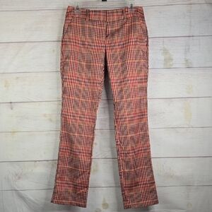7th Avenue NY & Co Women's Plaid Pants Red and Brown Sz 4